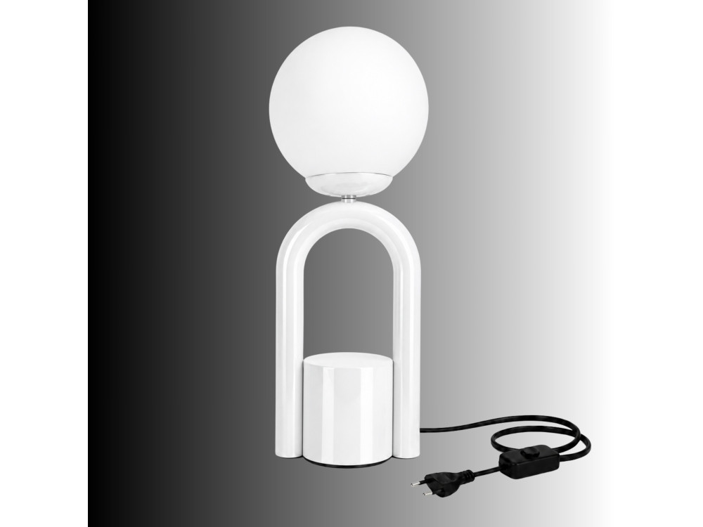 Lampe de table en métal "Loop" - 15 x 15 cm - Blanc