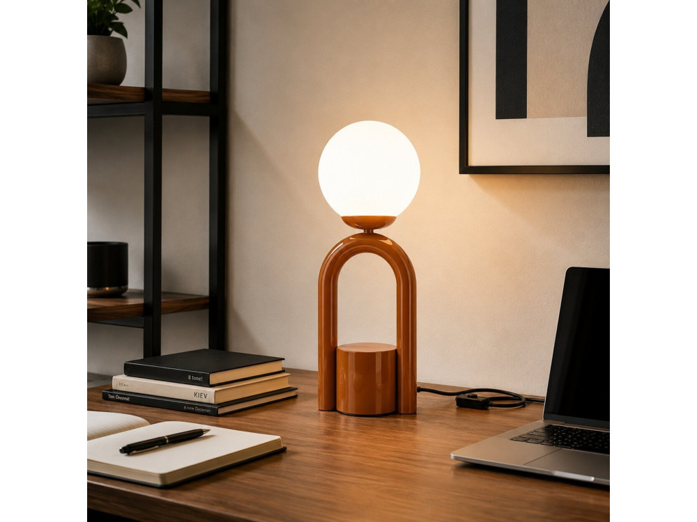 Lampe de table en métal "Loop" - 15 x 15 cm - Marron