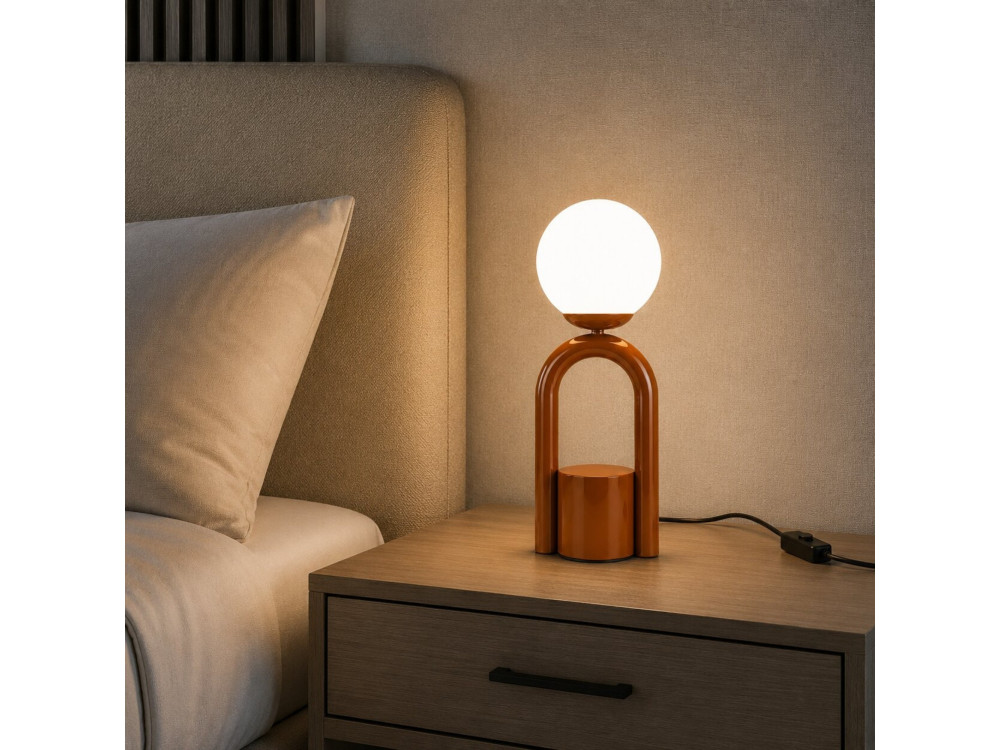 Lampe de table en métal "Loop" - 15 x 15 cm - Marron
