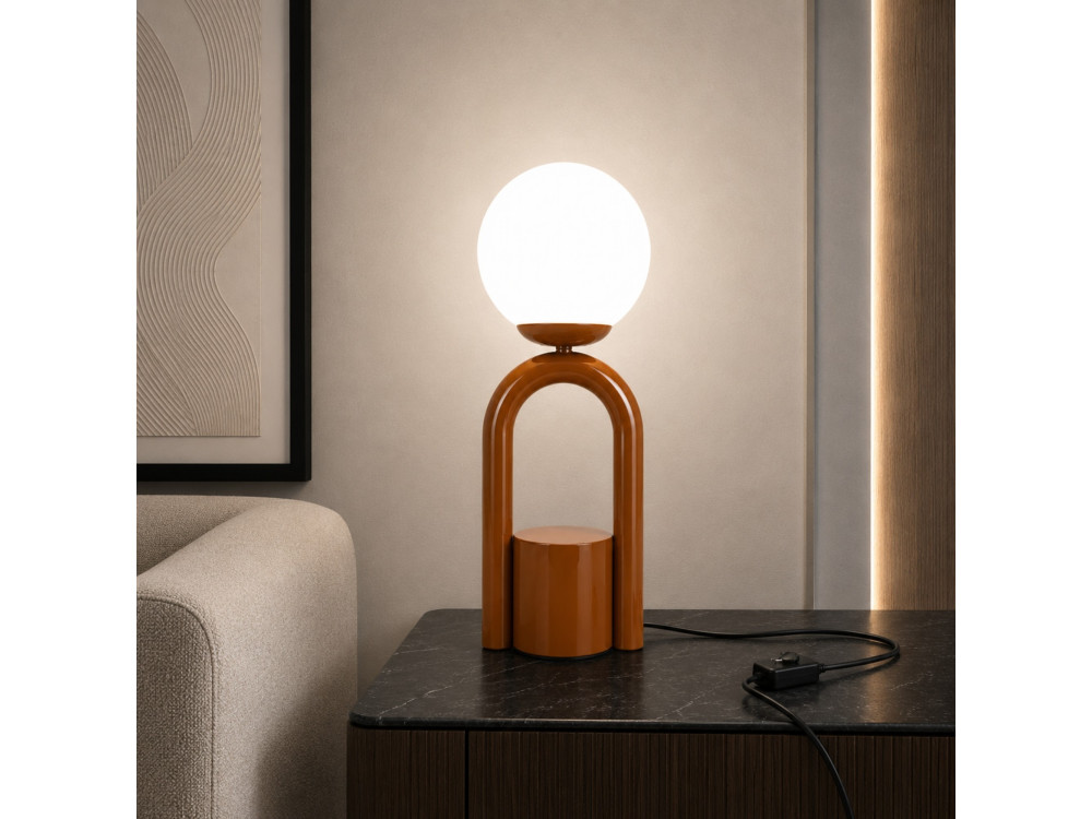 Lampe de table en métal "Loop" - 15 x 15 cm - Marron