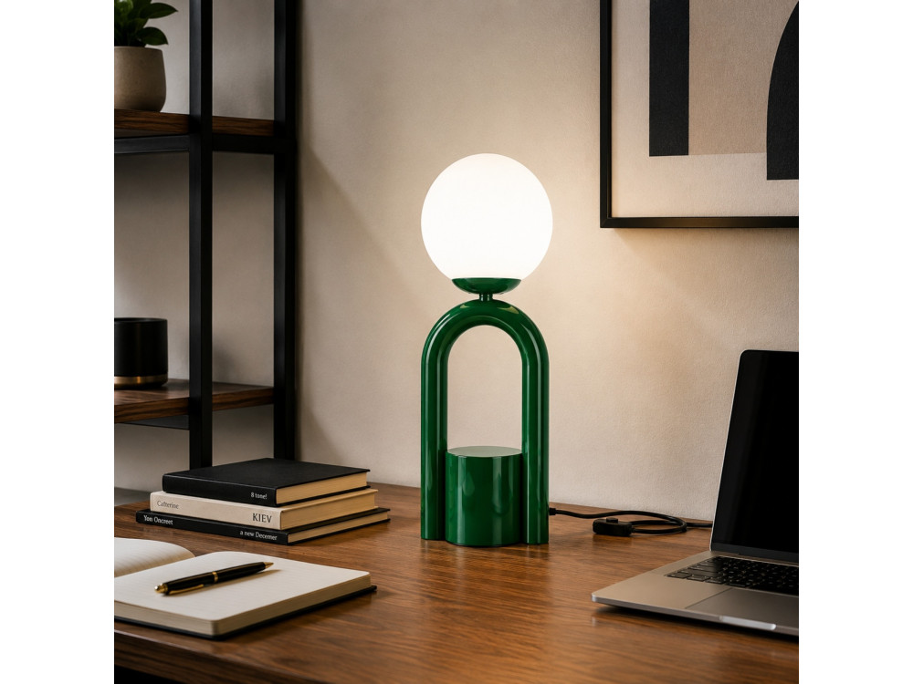 Lampe de table en métal "Loop" - 15 x 15 cm - Vert Foncé