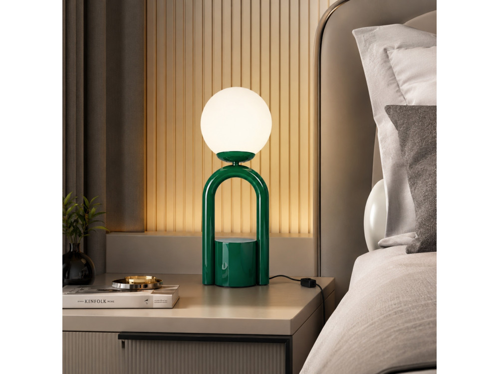 Lampe de table en métal "Loop" - 15 x 15 cm - Vert Foncé