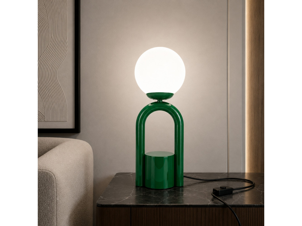 Lampe de table en métal "Loop" - 15 x 15 cm - Vert Foncé
