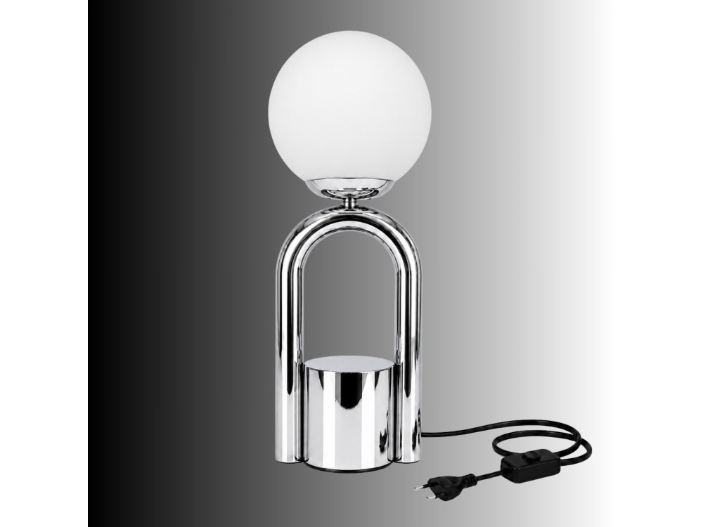 Lampe de table en métal "Loop" - 15 x 15 cm - Chrome