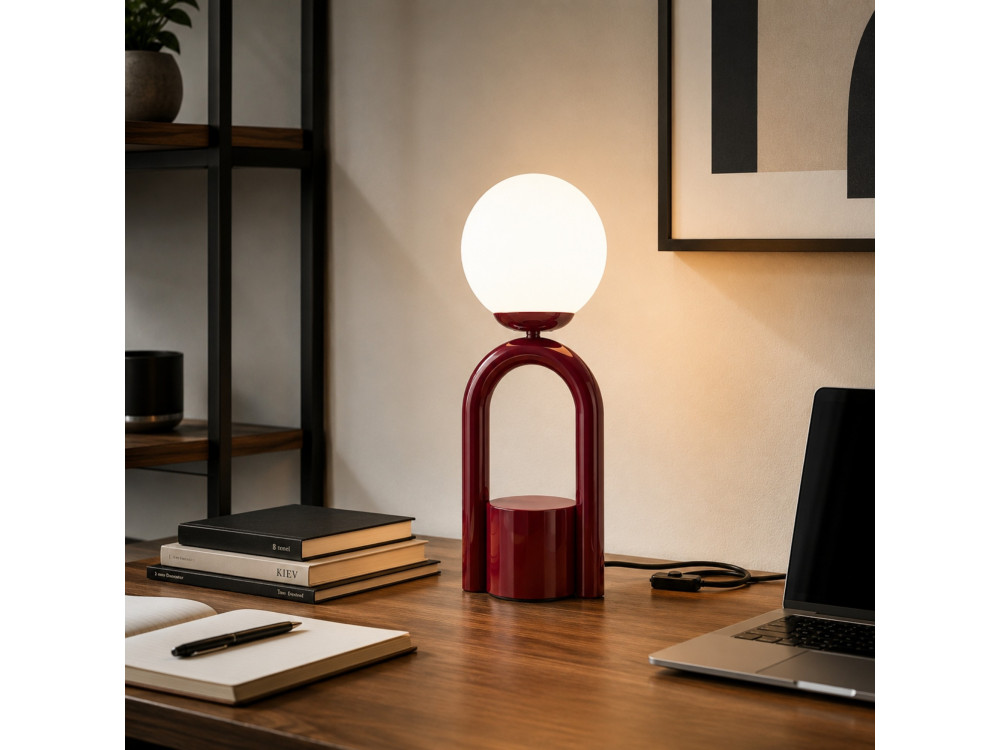 Lampe de table en métal "Loop" - 15 x 15 cm - Bordeaux
