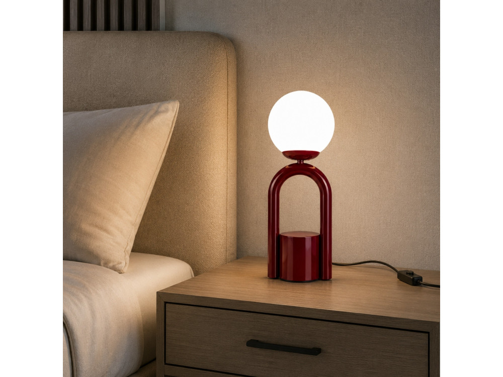 Lampe de table en métal "Loop" - 15 x 15 cm - Bordeaux
