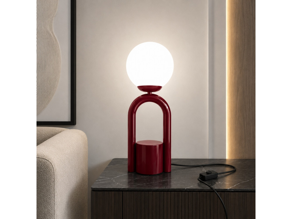 Lampe de table en métal "Loop" - 15 x 15 cm - Bordeaux