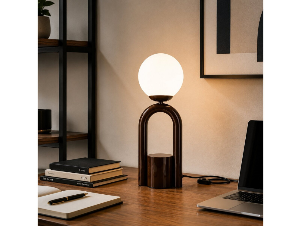 Lampe de table en métal "Loop" - 15 x 15 cm - Marron