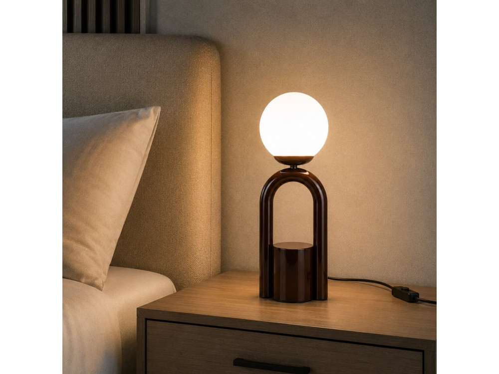 Lampe de table en métal "Loop" - 15 x 15 cm - Marron