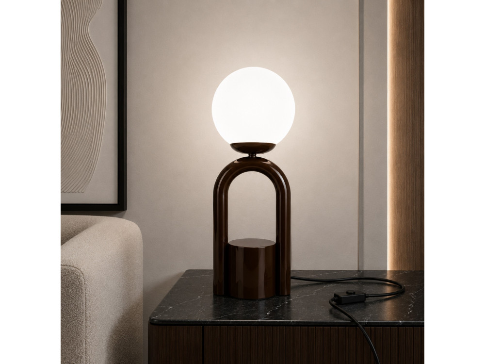 Lampe de table en métal "Loop" - 15 x 15 cm - Marron