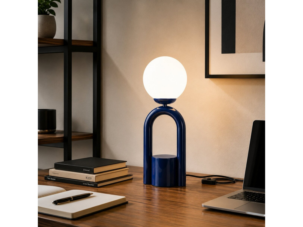 Lampe de table en métal "Loop" - 15 x 15 cm - Bleu