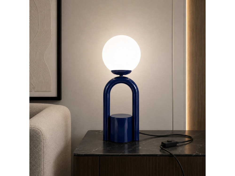 Lampe de table en métal "Loop" - 15 x 15 cm - Bleu