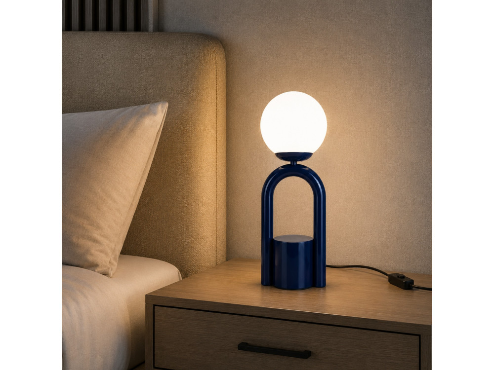 Lampe de table en métal "Loop" - 15 x 15 cm - Bleu