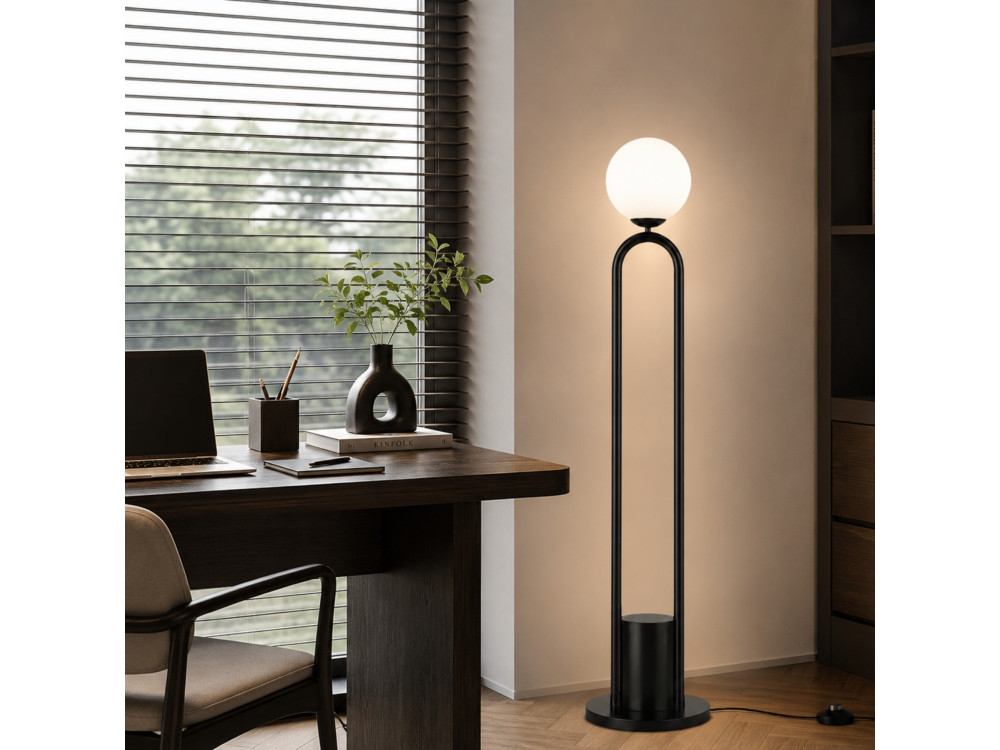 Lampadaire en métal "Loop" - 30 x 30 cm - Noir