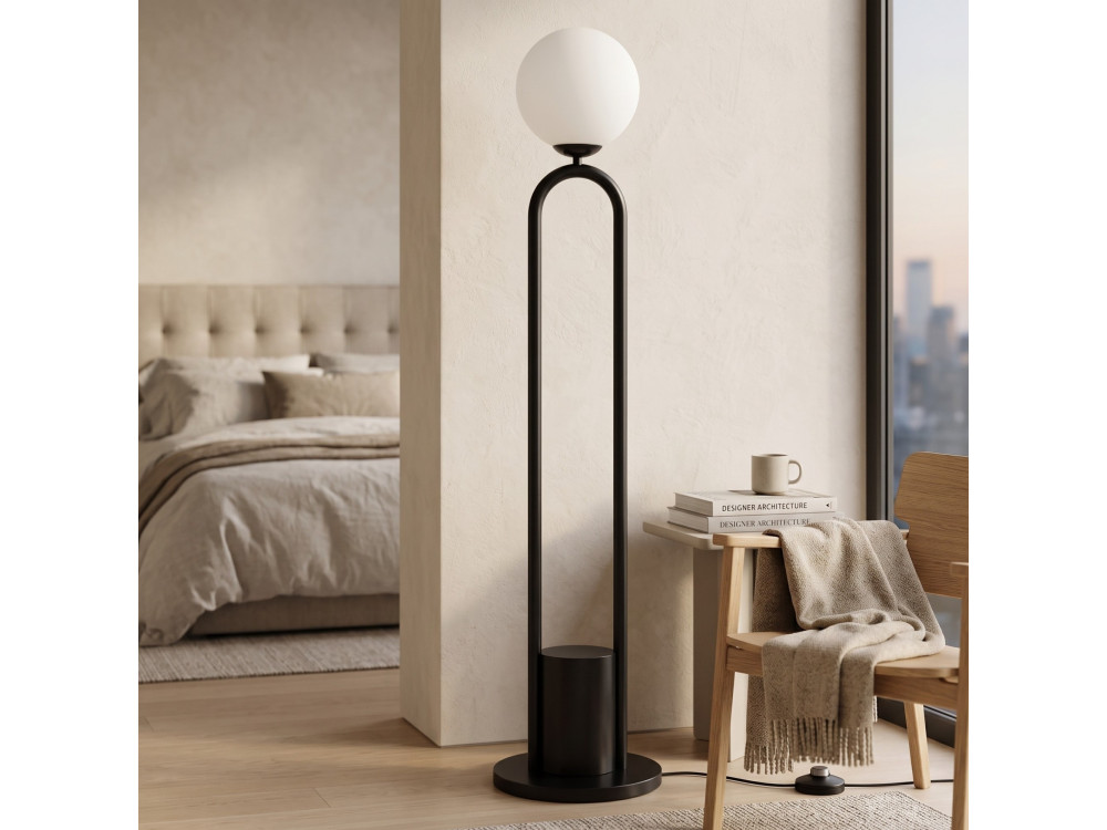 Lampadaire en métal "Loop" - 30 x 30 cm - Noir