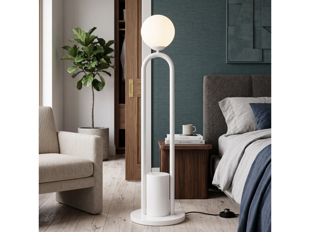 Lampadaire en métal "Loop" - 30 x 30 cm - Blanc