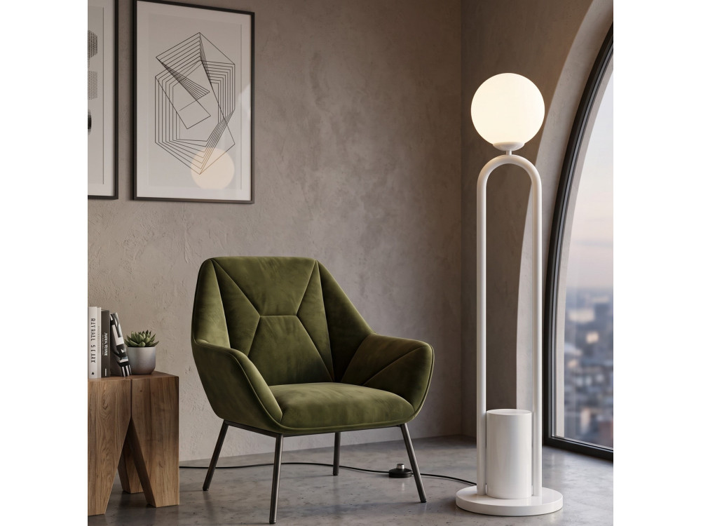 Lampadaire en métal "Loop" - 30 x 30 cm - Blanc
