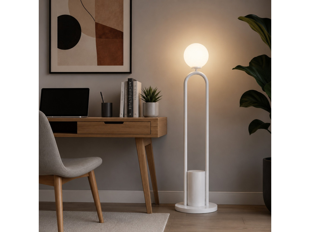 Lampadaire en métal "Loop" - 30 x 30 cm - Blanc