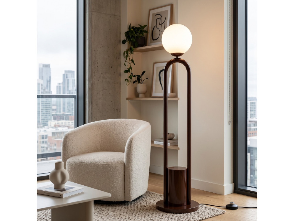 Lampadaire en métal "Loop" - 30 x 30 cm - Marron