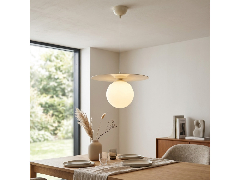 Lampe suspendue en métal "Vesper" - 40 x 40 cm - Beige