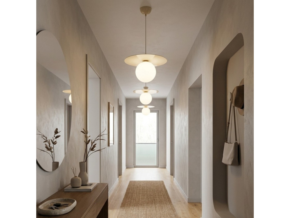 Lampe suspendue en métal "Vesper" - 40 x 40 cm - Beige