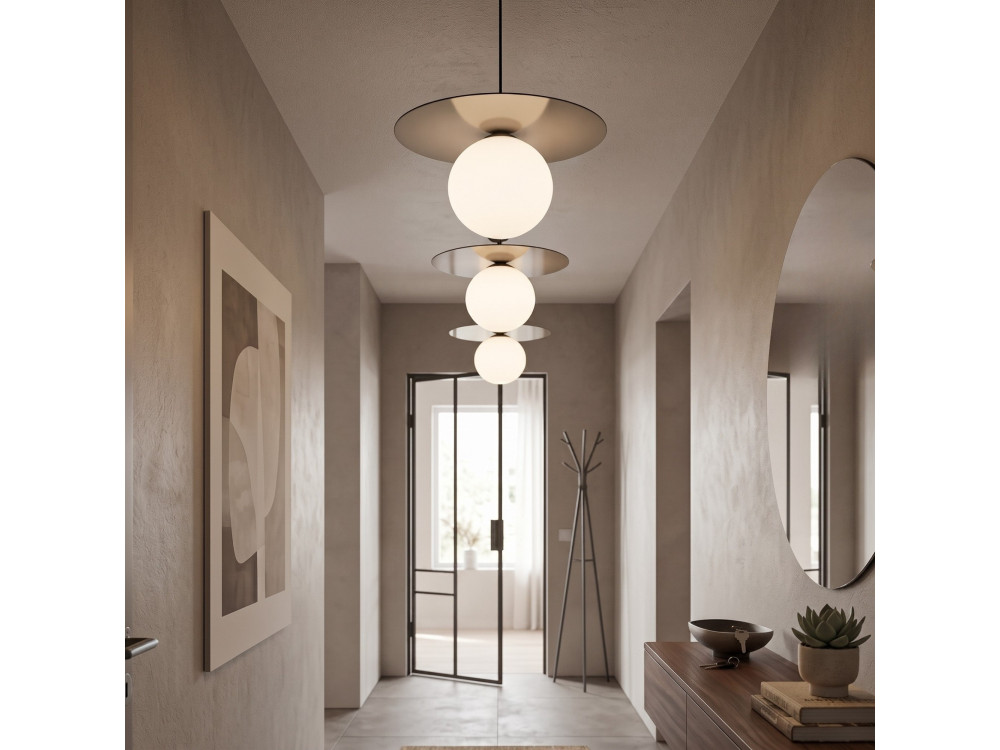 Lampe suspendue en métal "Vesper" - 40 x 40 cm - Gris