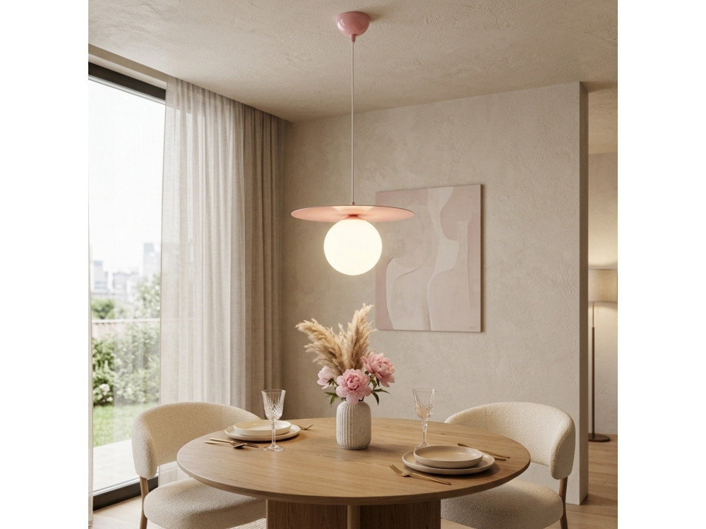 Lampe suspendue en métal "Vesper" - 40 x 40 cm - Rose