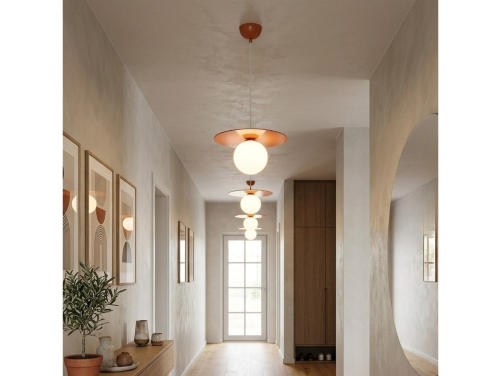 Lampe suspendue en métal "Vesper" - 40 x 40 cm - Orange