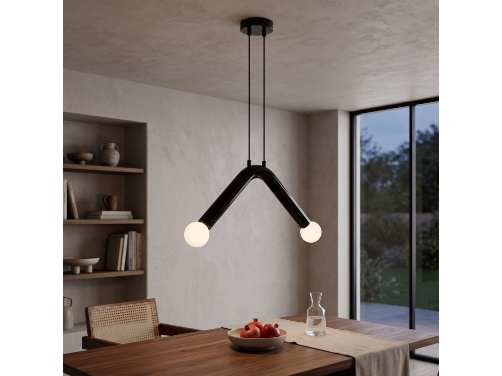 Lampe suspendue en métal "Balance" - 33 x 15 cm - Noir