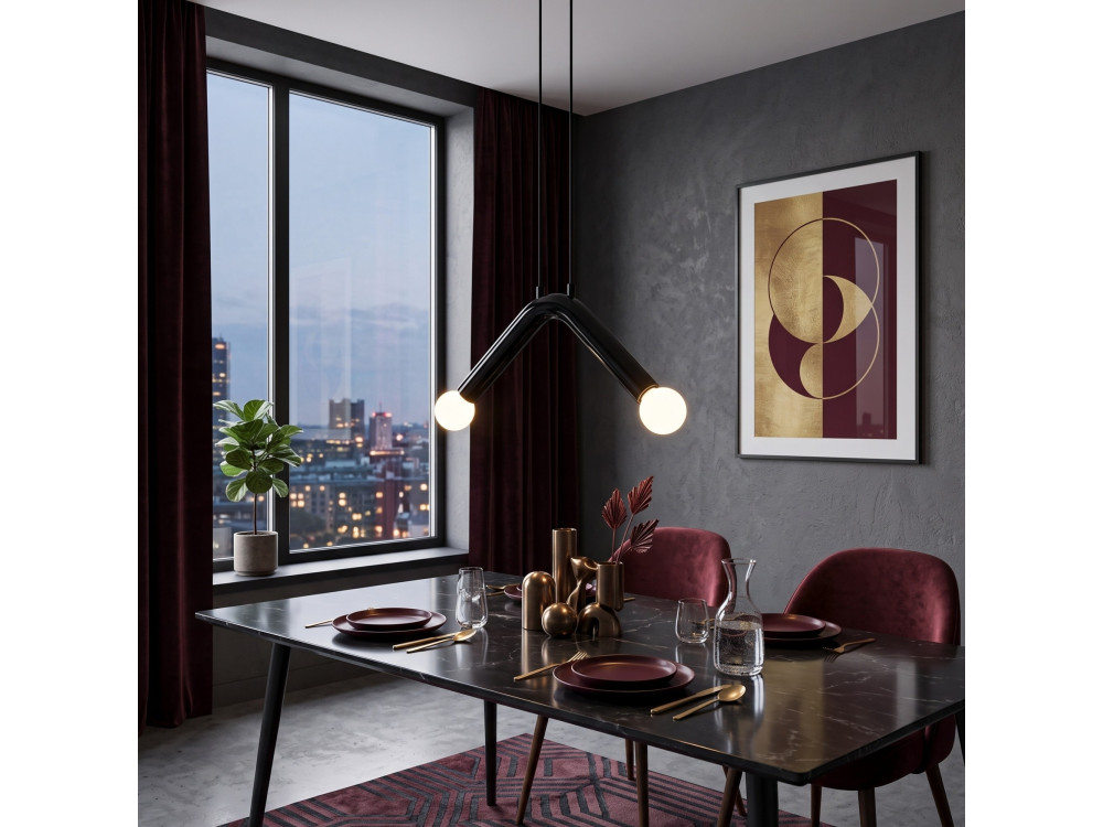 Lampe suspendue en métal "Balance" - 33 x 15 cm - Noir