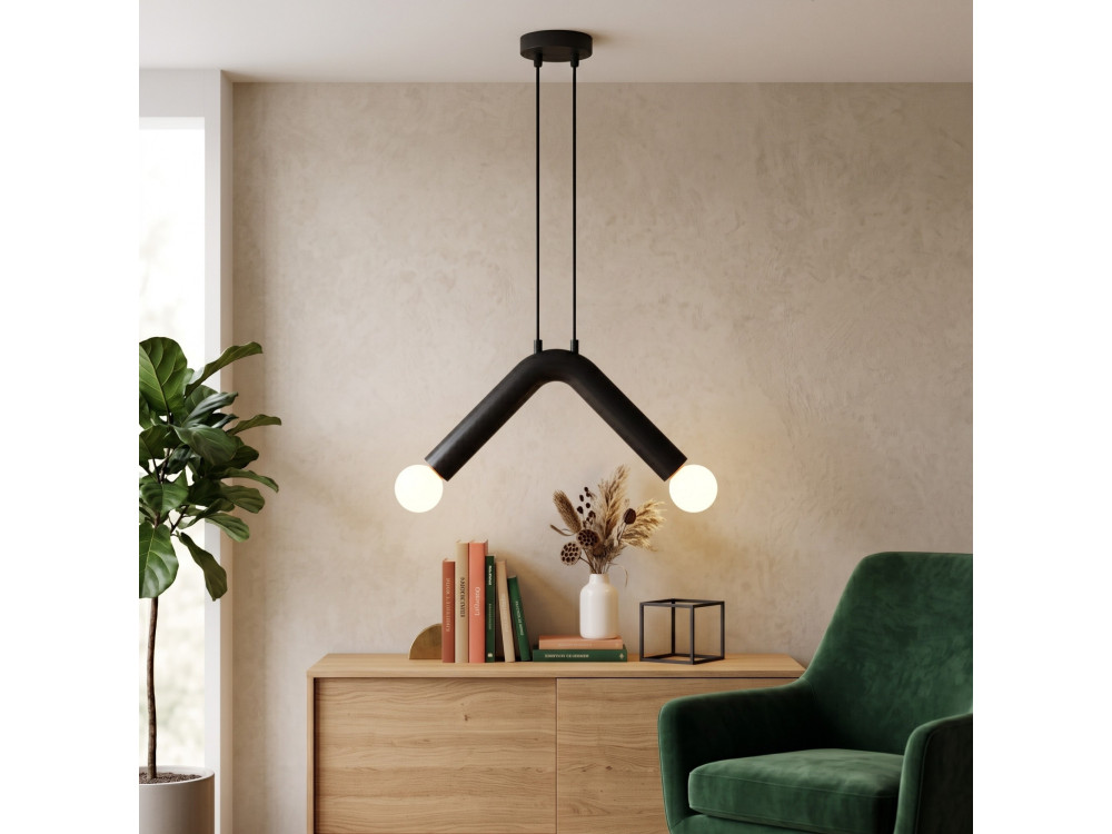 Lampe suspendue en métal "Balance" - 33 x 15 cm - Noir