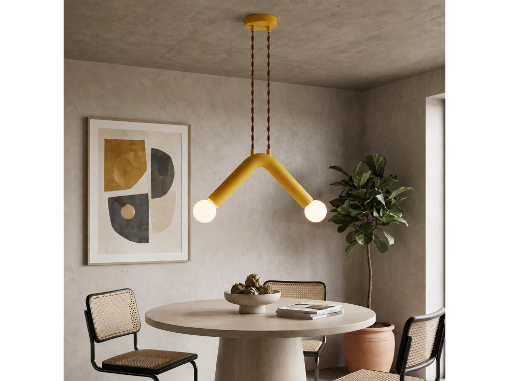 Lampe suspendue en métal "Balance" - 33 x 15 cm - Jaune