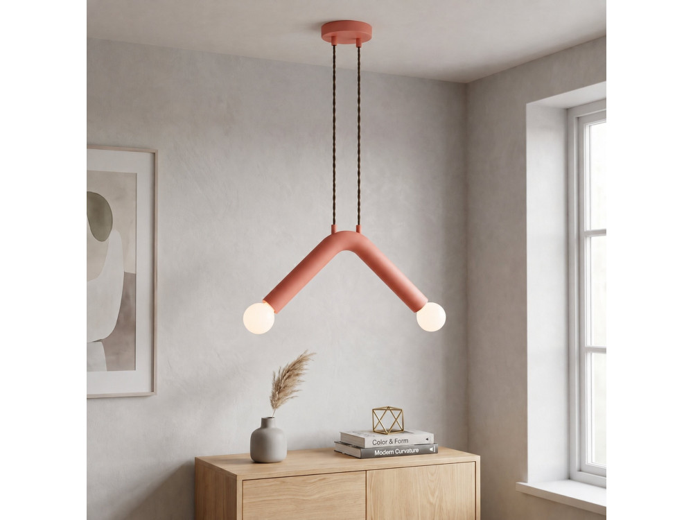 Lampe suspendue en métal "Balance" - 33 x 15 cm - Rose