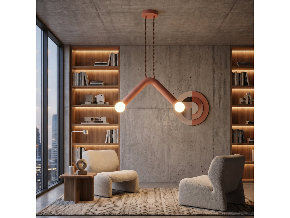 Lampe suspendue en métal "Balance" - 33 x 15 cm - Rose