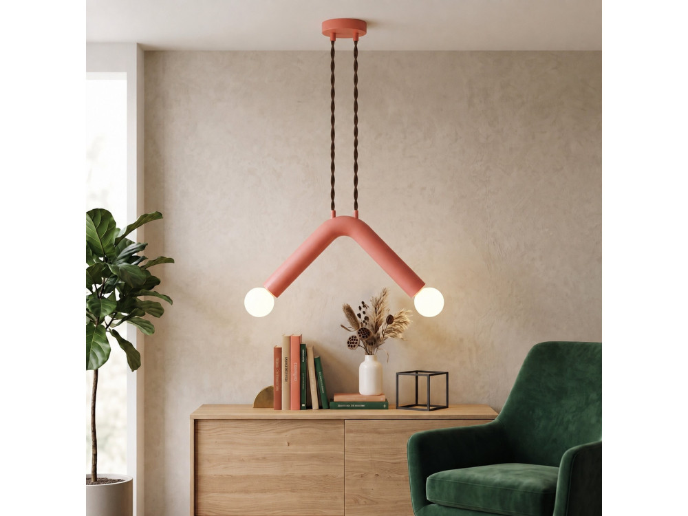 Lampe suspendue en métal "Balance" - 33 x 15 cm - Rose