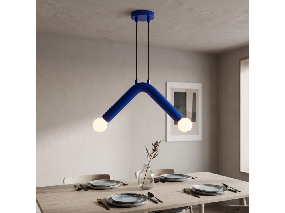 Lampe suspendue en métal "Balance" - 33 x 15 cm - Bleu