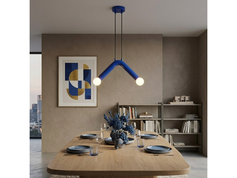 Lampe suspendue en métal "Balance" - 33 x 15 cm - Bleu