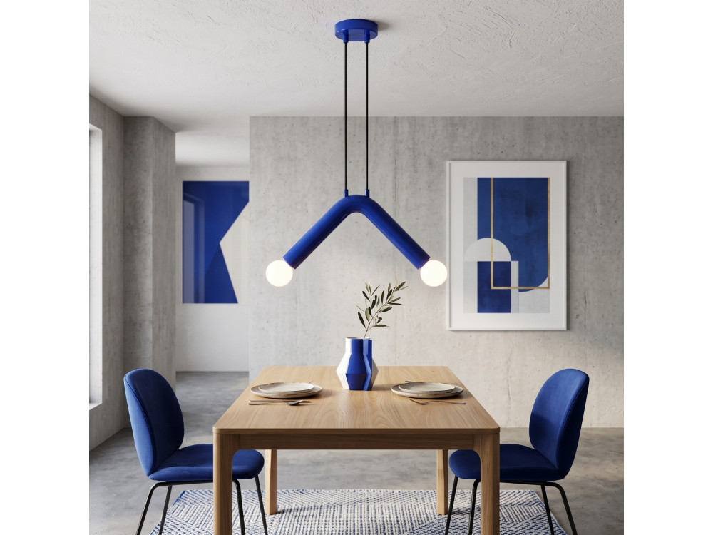 Lampe suspendue en métal "Balance" - 33 x 15 cm - Bleu