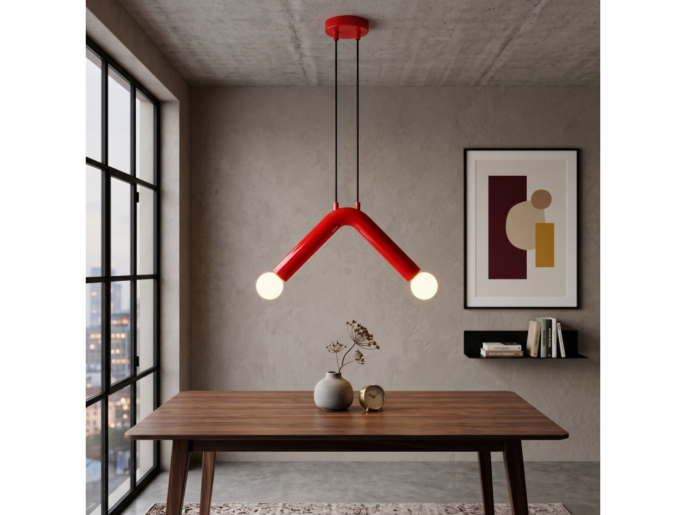 Lampe suspendue en métal "Balance" - 33 x 15 cm - Rouge
