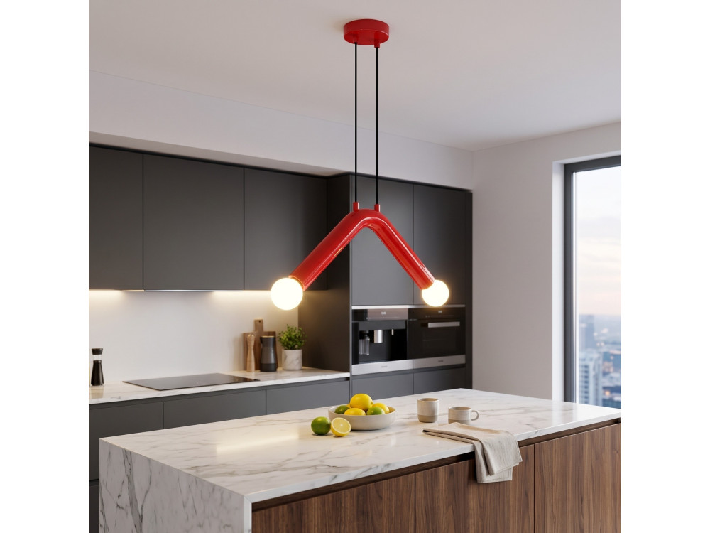 Lampe suspendue en métal "Balance" - 33 x 15 cm - Rouge