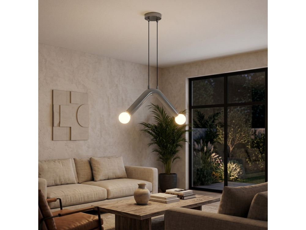 Lampe suspendue en métal "Balance" - 33 x 15 cm - Gris