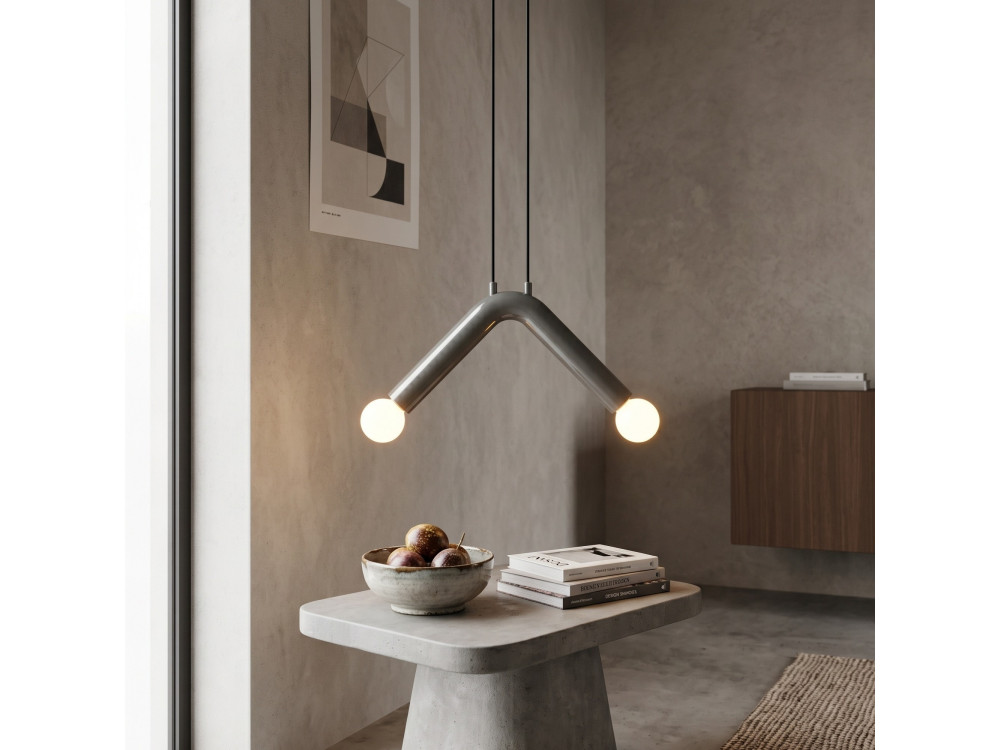 Lampe suspendue en métal "Balance" - 33 x 15 cm - Gris