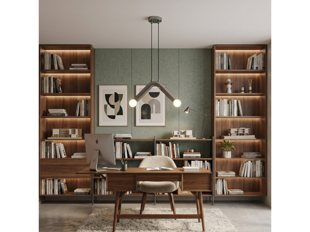 Lampe suspendue en métal "Balance" - 33 x 15 cm - Gris