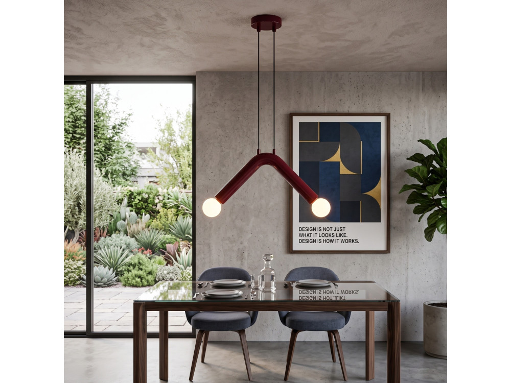 Lampe suspendue en métal "Balance" - 33 x 15 cm - Rouge