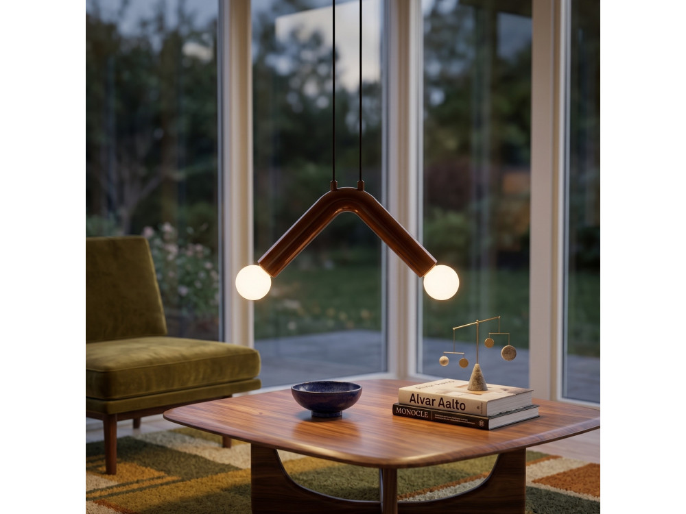 Lampe suspendue en métal "Balance" - 33 x 15 cm - Marron