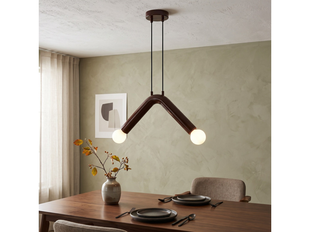 Lampe suspendue en métal "Balance" - 33 x 15 cm - Marron