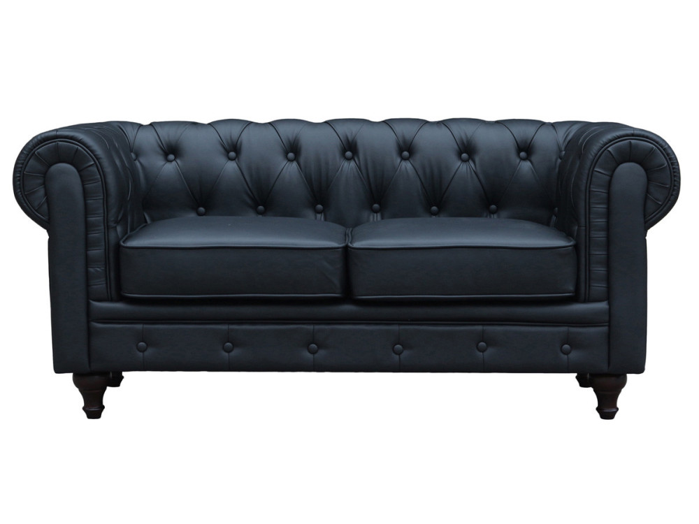 Canapé fixe Chesterfield "Aliza" - 157 x 82 x 70 cm - 2 places - Noir