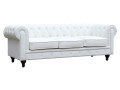 Canapé fixe Chesterfield "Aliza" - 204 x 80 x 58 cm - 3 places - Marron - Blanc