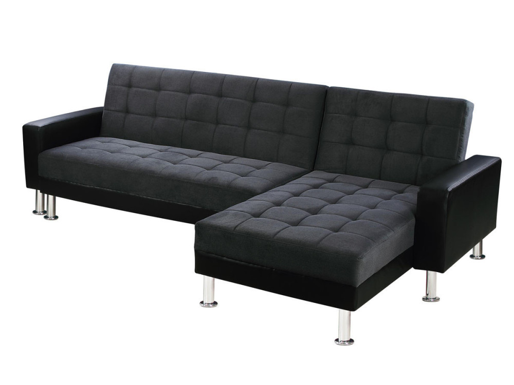 Canapé d'angle convertible et réversible "Theo" - 4 places - Noir / Gris