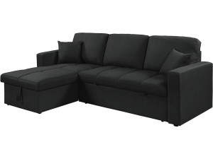 Canapé d'angle convertible/réversible style bubble "Alain" - 3 places - Noir